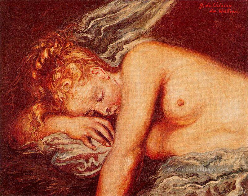 fille endormie Giorgio de Chirico surréalisme métaphysique Peintures à l'huile